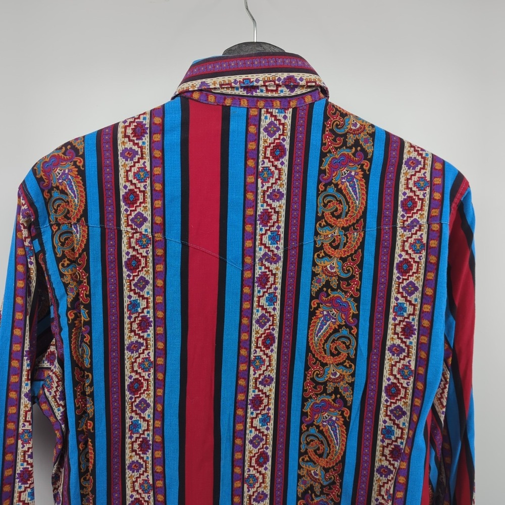 VTG Wrangler Aztec Southwest Geometric Long Sleeve Western USA 15-33 Tail READ - Picture 7 of 14